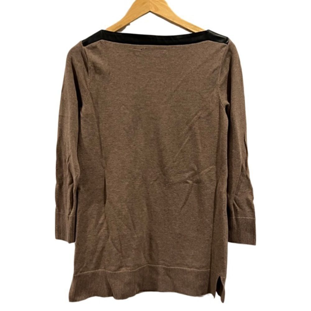 Jeanine Pierre Faux Leather Trim Brown Tunic Size S